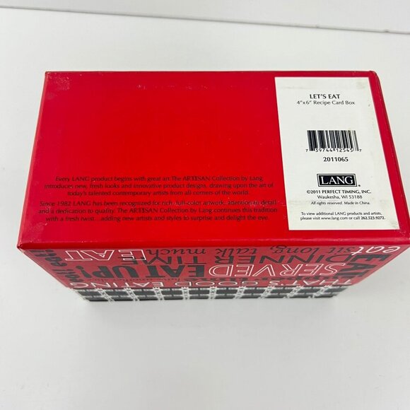 Lang Recipe Box File Red "Let's Eat" Current Vintage Recipe Cards Storage Perfec - Picture 7 of 10